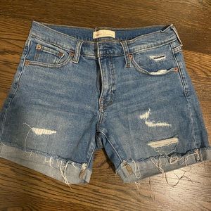 4" Distressed High Rise Denim Shorts
